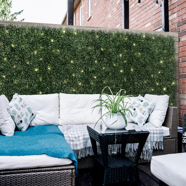 Golden Select Boxwood Artificial Hedge Panel with Lights - 4 Pack