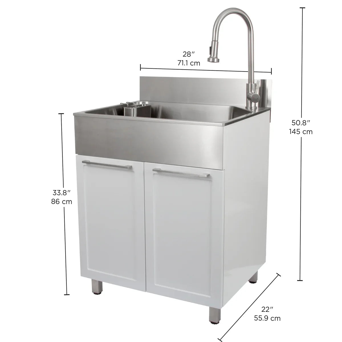 Transform 28 in. All-In-One RTA Laundry Cabinet with Stainless Steel Sink and Faucet