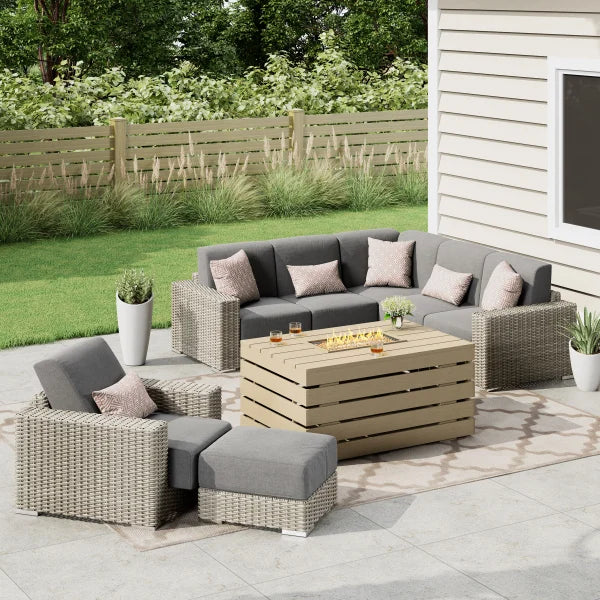 Eden 8-piece Patio Conversation Set with Fire Table