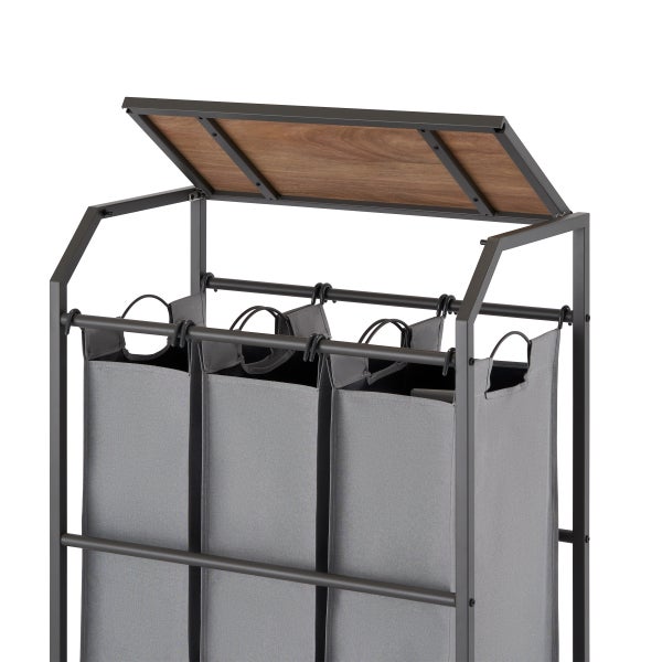 Trinity 3-bag Laundry Cart with Flip Top