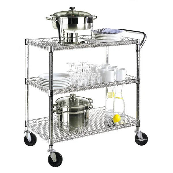 Seville Classics Utility Cart with 3 Shelf Grid System