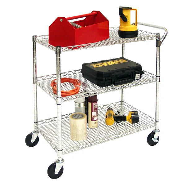 Seville Classics Utility Cart with 3 Shelf Grid System