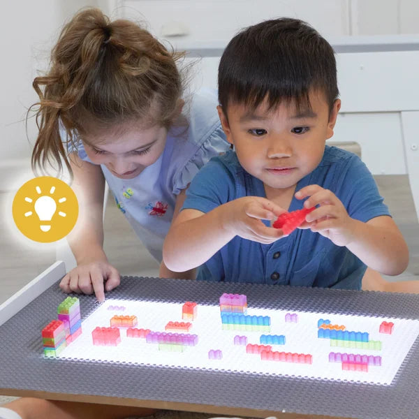 KidKraft Building Bricks Play N Glow Light-Up Table with 210 Bricks