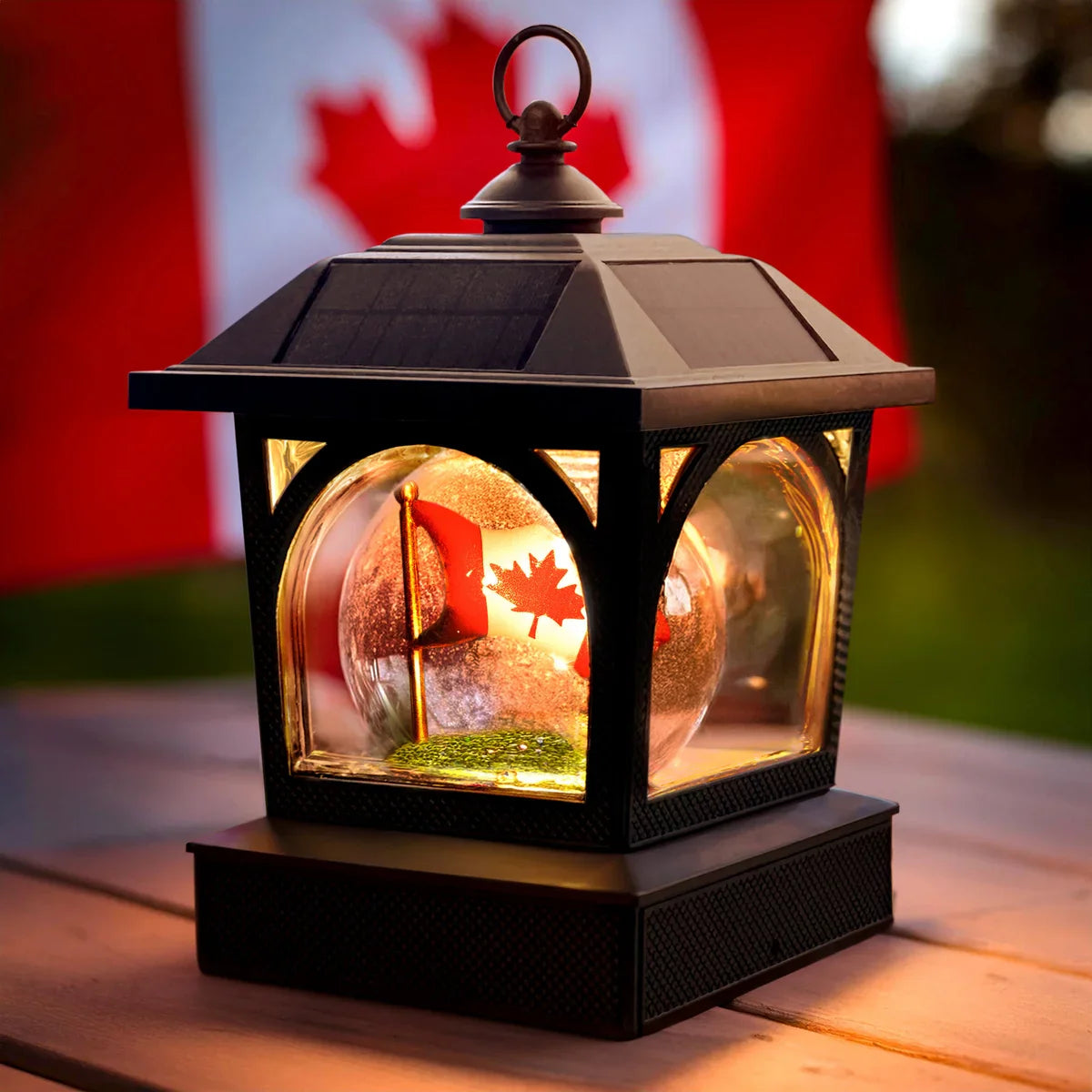 Classy Caps Solar Canadian Patriot Table Lantern/Post Cap