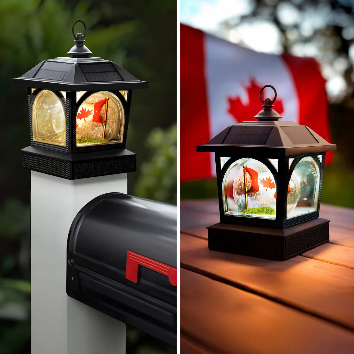 Classy Caps Solar Canadian Patriot Table Lantern/Post Cap