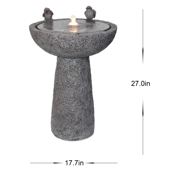 Natural Finish Bird Bath Fountain Outdoor