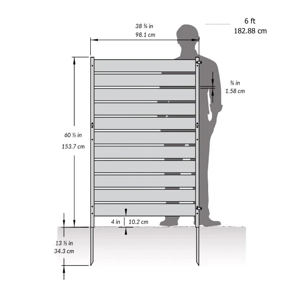 Enclo Concord Wood Outdoor Privacy Fence/Screen, 1-Panel 5 ft. H × 3.2 ft. W