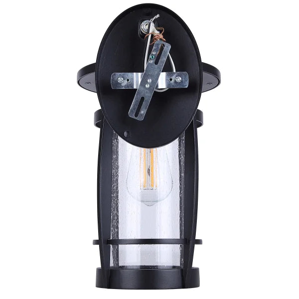 Canarm Wolcott Black Outdoor Wall Light with Seeded Glass Shade