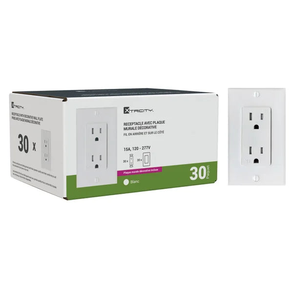 Xtricity - Decorative Duplex Receptacle TR 15 Amp, 30-pack