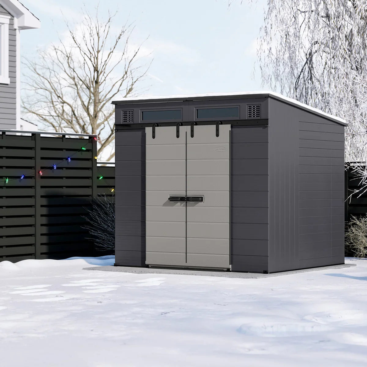 Suncast Modernist 8 ft. x 7 ft. Dual Barn Door Storage Shed