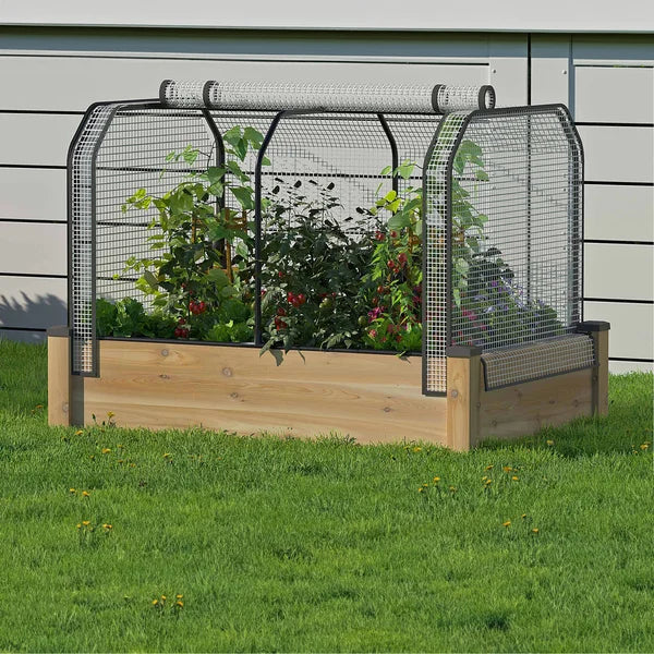 Cedarcraft Self-watering Elevated Cedar Planter with Greenhouse and Cover