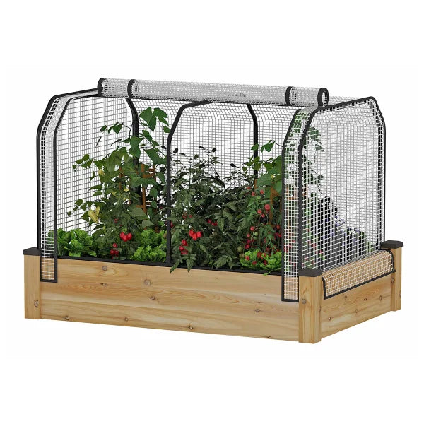 Cedarcraft Self-watering Elevated Cedar Planter with Greenhouse and Cover