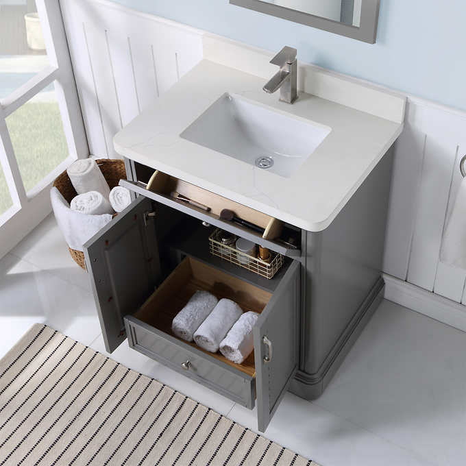 Northridge Home Augusta 30 in. Louvered Reversible Door Bathroom Vanity