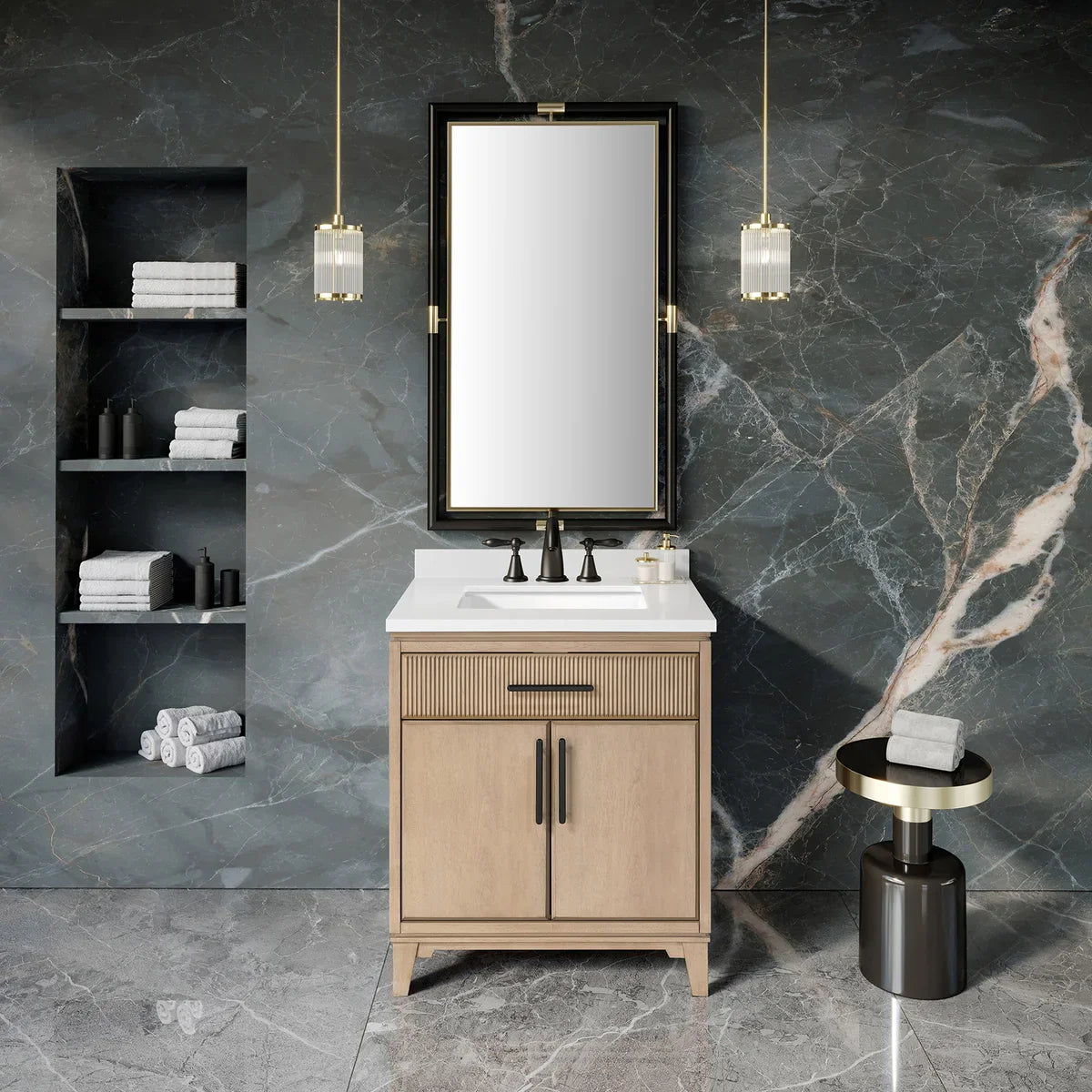Loxley Rowe Marbella Vanity in Sahara Birch with Quartz Top