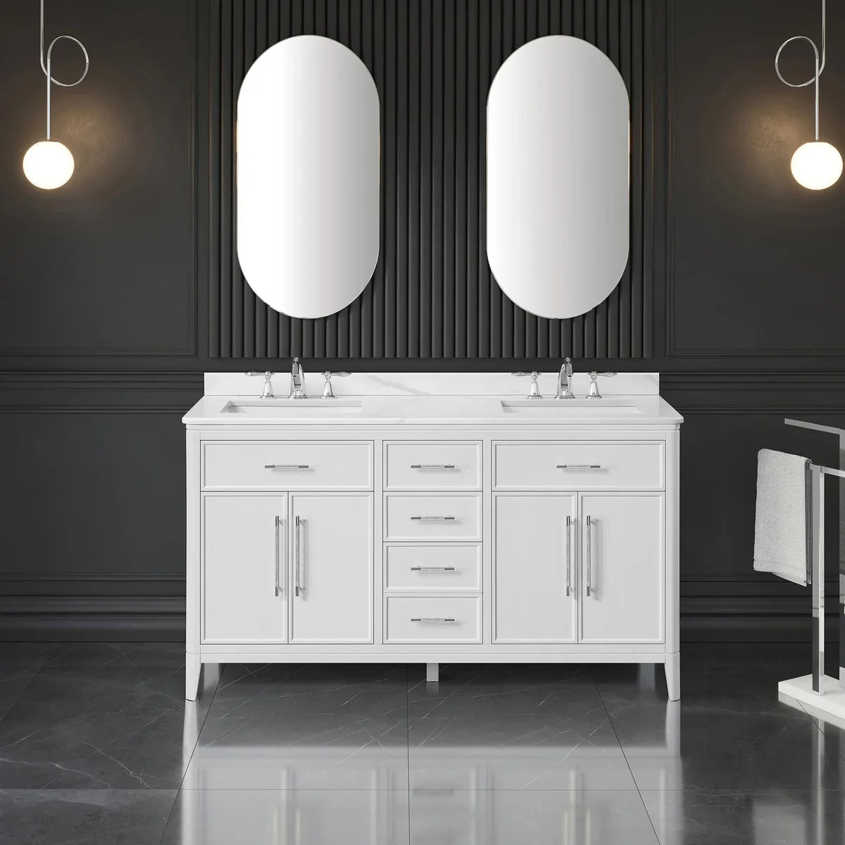 Loxley Rowe Venice Vanity in White with Quartz Top