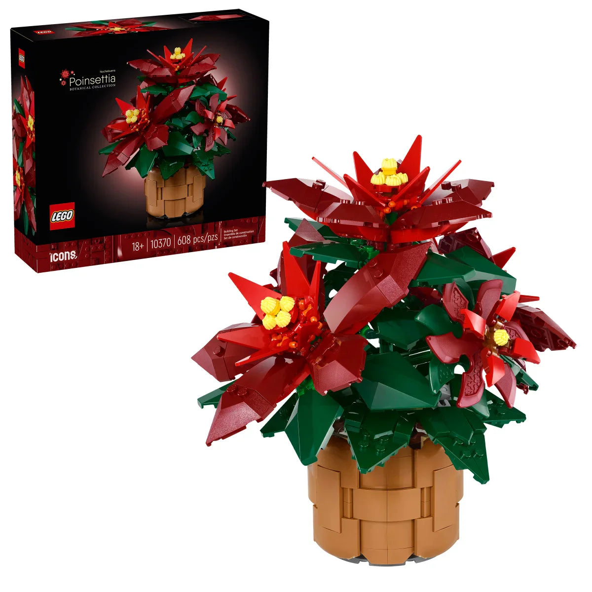 LEGO Icons Poinsettia Plant Building Set and Centerpiece Table Decoration 10370