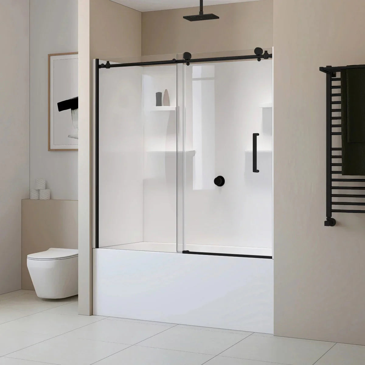 Appollo Cameron 32 in. x 60 in. Skirted Bathtub with Shower Doors and Wall Kit, Left Drain