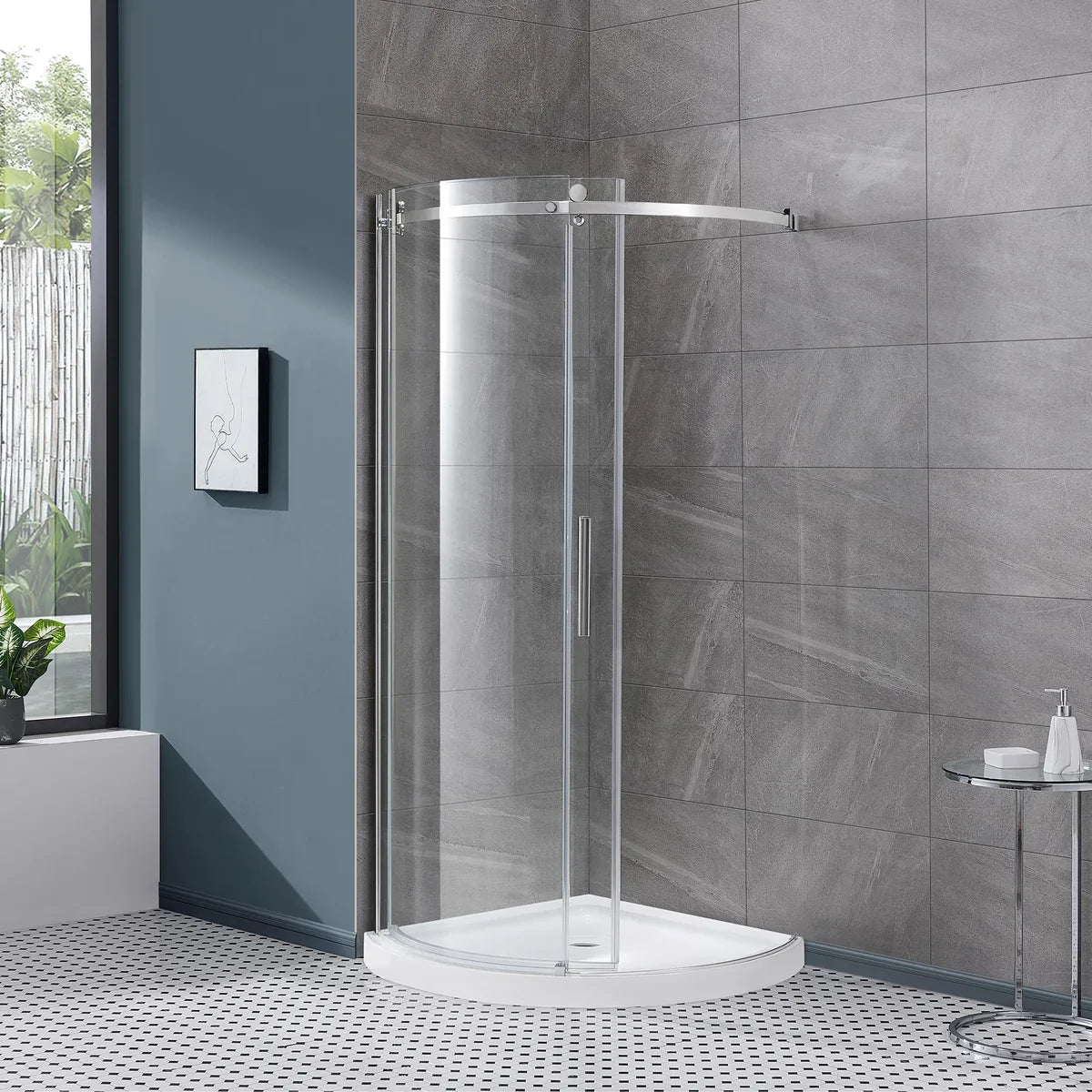 OVE Decors Aria Round Corner Shower Enclosure with Base