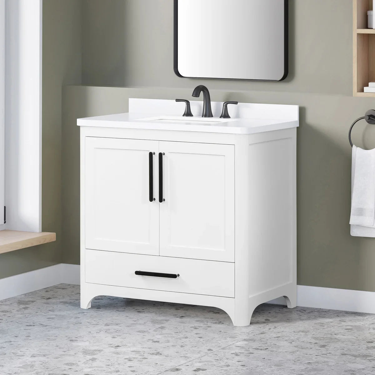 OVE Decors Adrian Vanity with Quartz Top in White