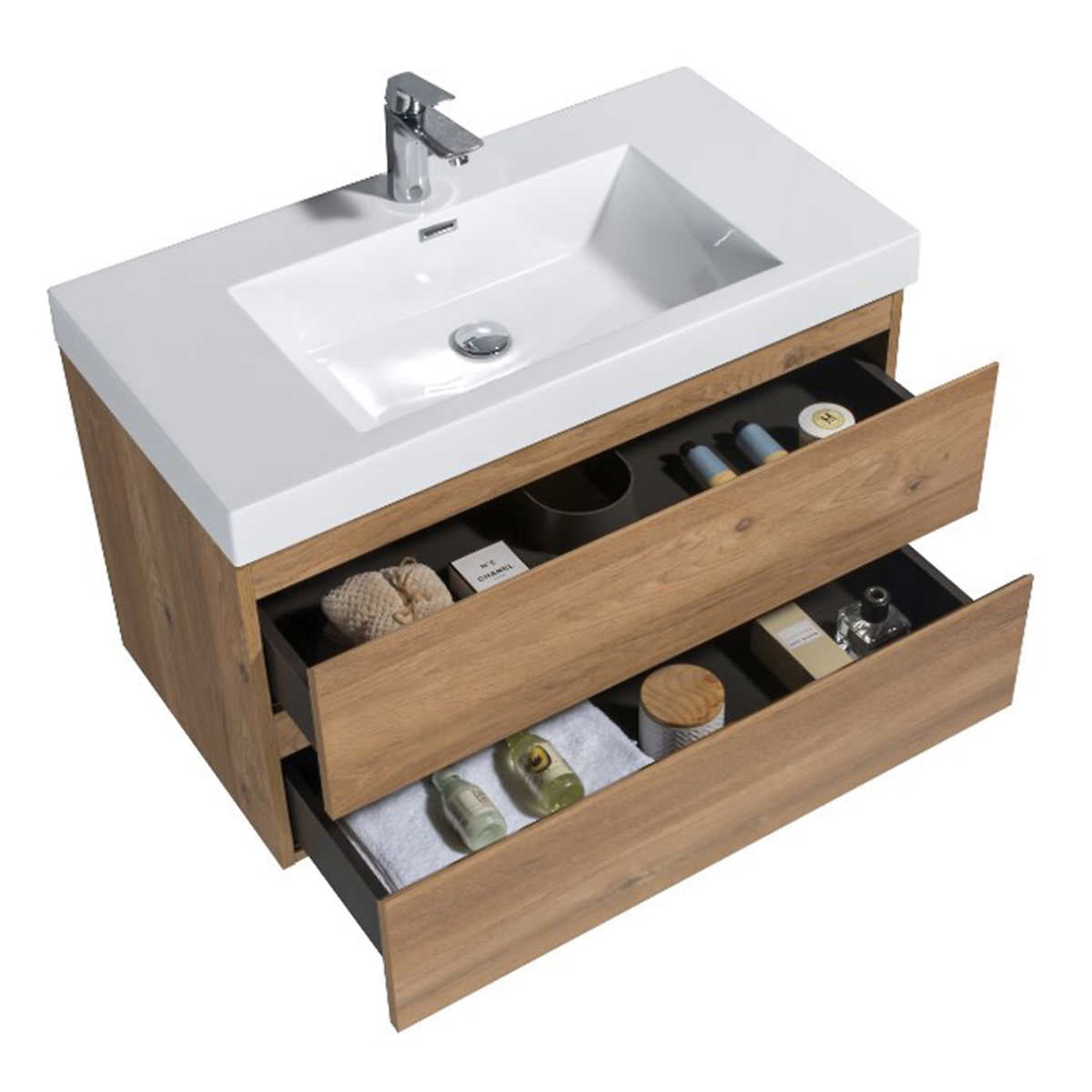 SERA CAPRI Vanity with Glossy White Polymarble Countertop