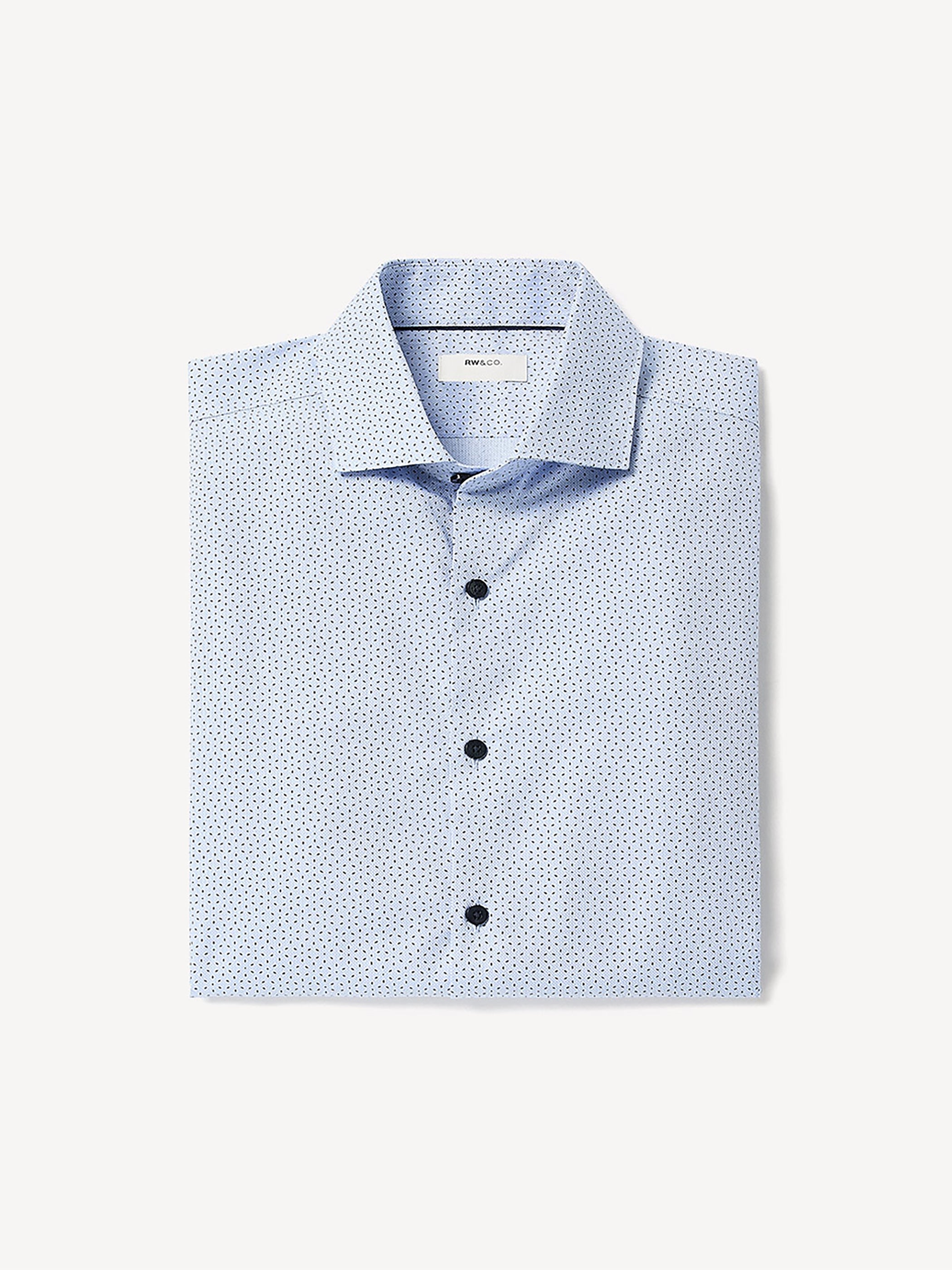 Navy Tailored-Fit Dress Shirt with Geo Pattern