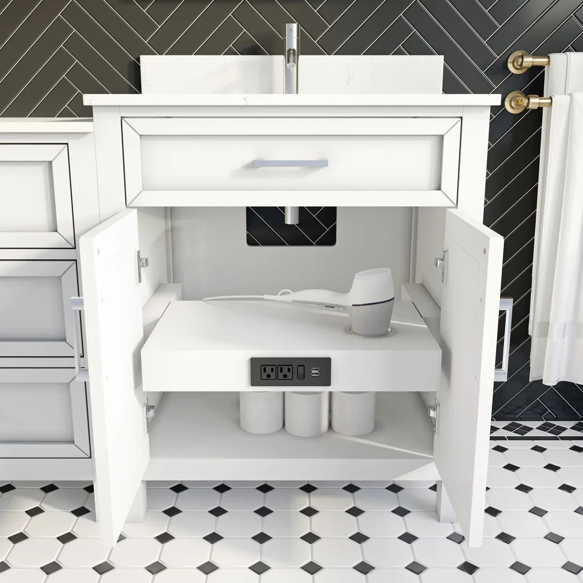 Studio Bathe Thomson Vanity with Power Bar, White