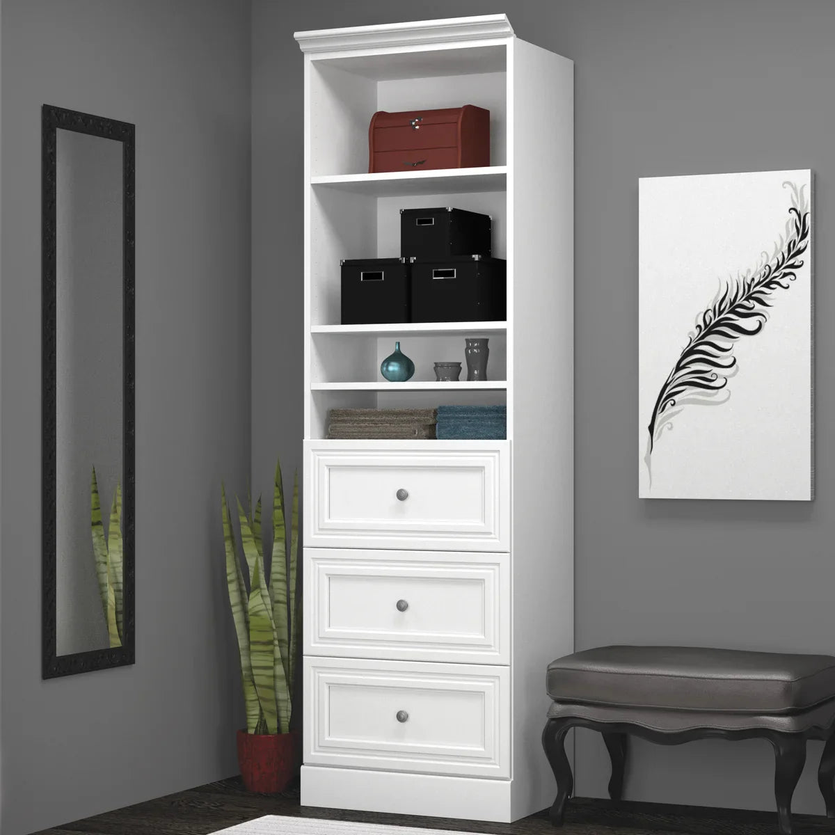 Bestar Organize It White Storage with Drawers