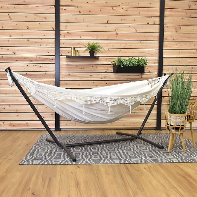 Vivere Cotton Hammock with Steel Frame and Premium Carry Bag (9 ft)