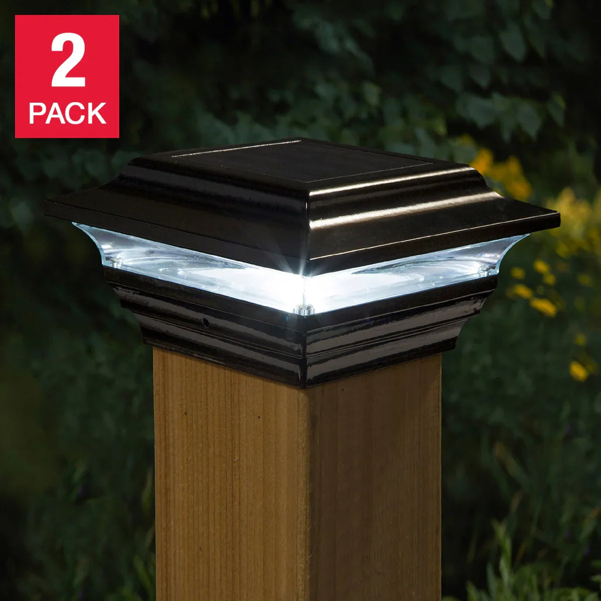 Classy Caps 4 x 4 Black Aluminum Imperial Solar Post Cap, 2-pack