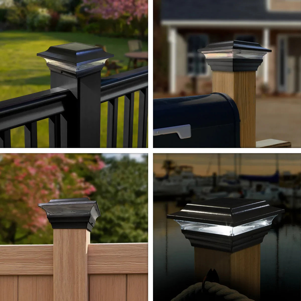 Classy Caps 4 x 4 Black Aluminum Imperial Solar Post Cap, 2-pack