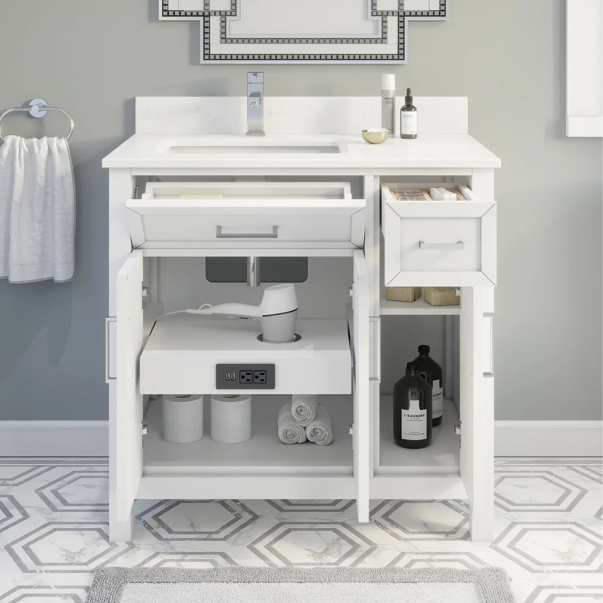 Studio Bathe Thomson Vanity with Power Bar, White