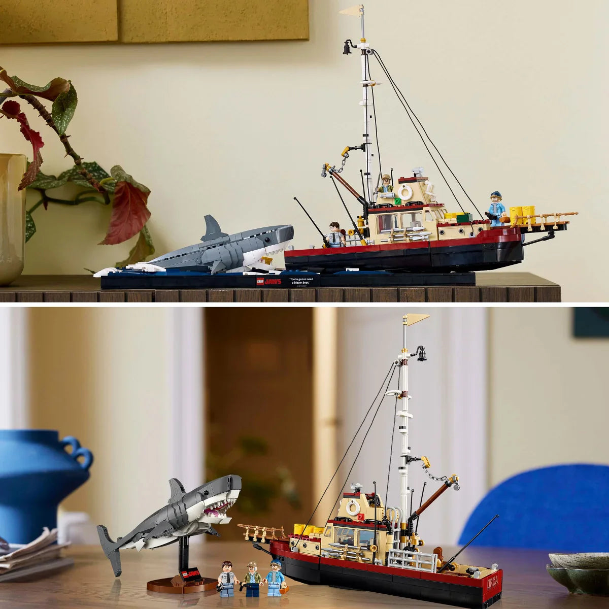 LEGO Ideas Jaws, Shark Toy and Diorama Kit with Bonus LEGO Speed Champions 1970 Ferrari 512 M