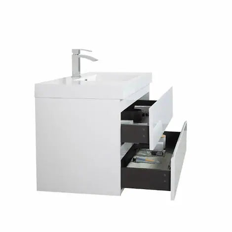 SERA 42 in. Glossy White CAPRI Vanity with Glossy White Polymarble Countertop