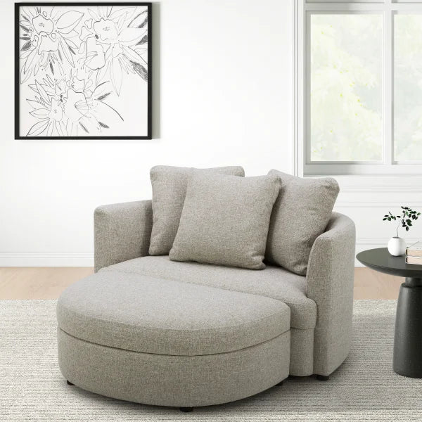 Aiden & Ivy Fabric Accent Chair with Storage Ottoman