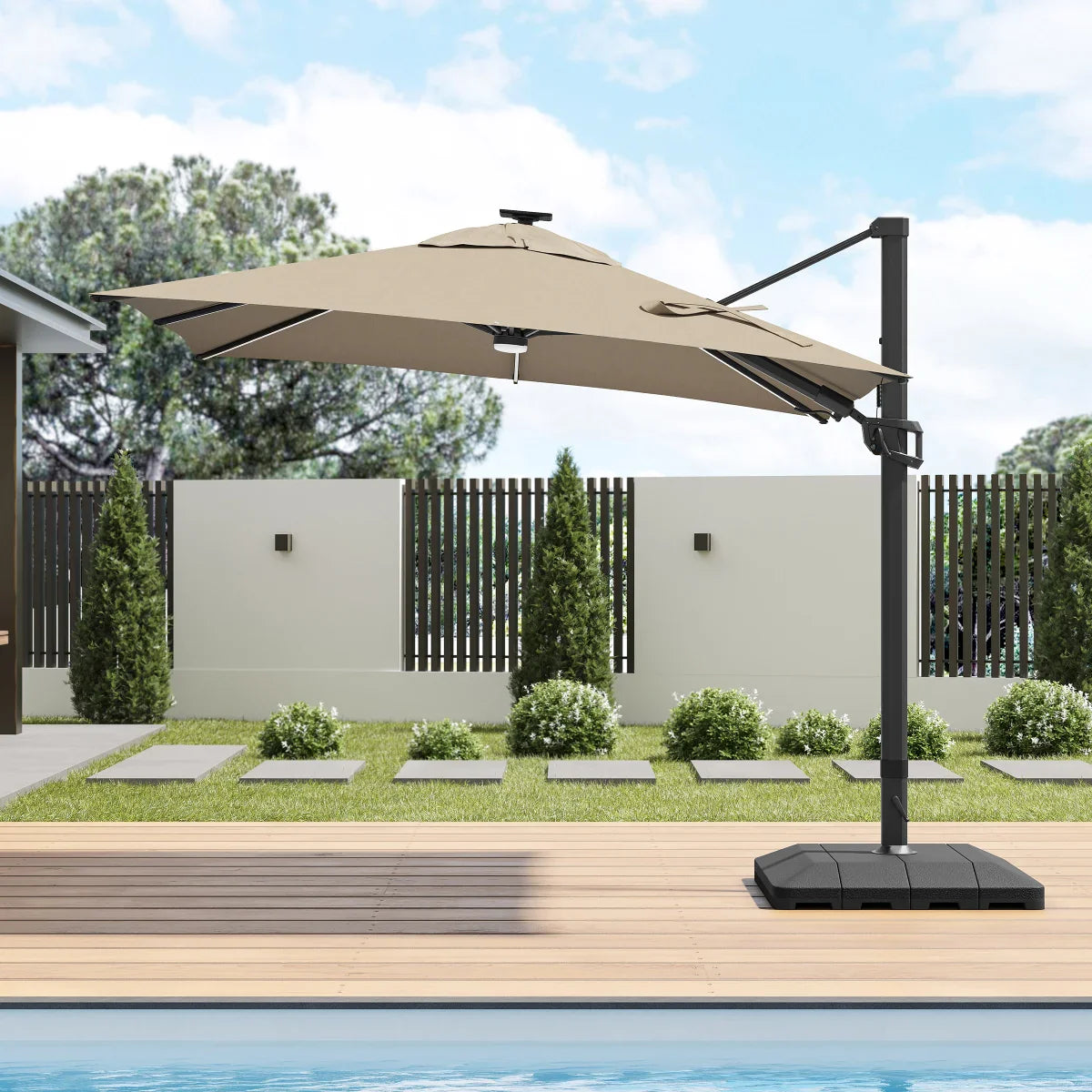 Sirio 3 m x 3 m (10 ft. x 10 ft.) Cantilever Umbrella with Solar Powered LED