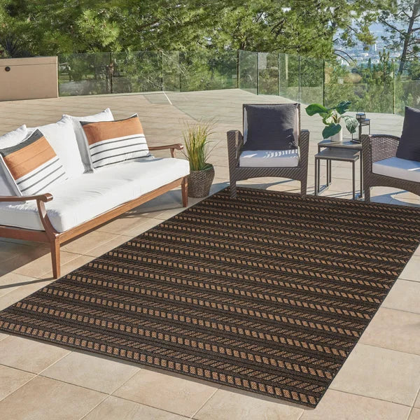Gertmenian Toscana Collection Ellis Chestnut Black Outdoor Area Rug