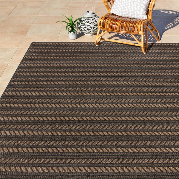 Gertmenian Toscana Collection Ellis Chestnut Black Outdoor Area Rug