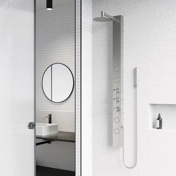 VIGO Sutton 4-jet Shower Panel with Round Head and Hand Shower Wand