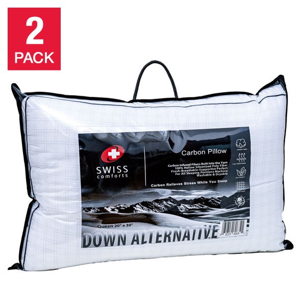 Swiss Comforts Carbon Down Alternative Pillow, 2-pack