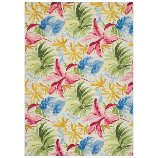 Viana Maldives Collection Pink Flowers Indoor/Outdoor Area Rug