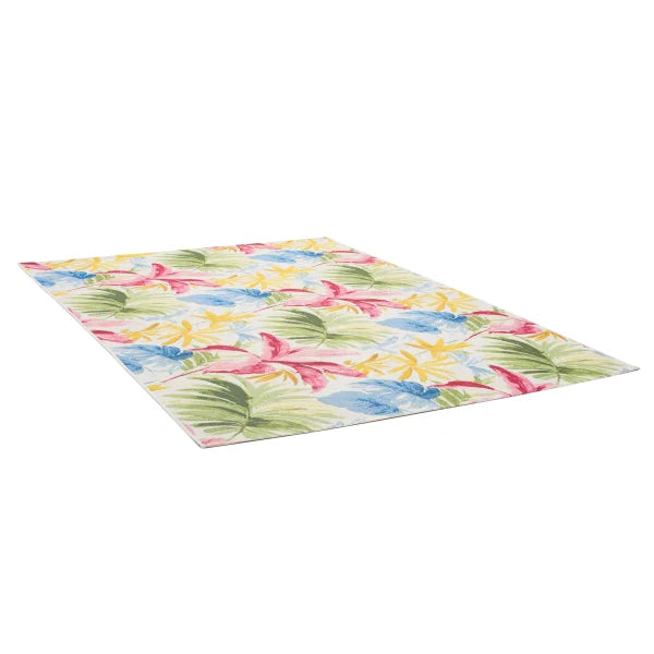 Viana Maldives Collection Pink Flowers Indoor/Outdoor Area Rug