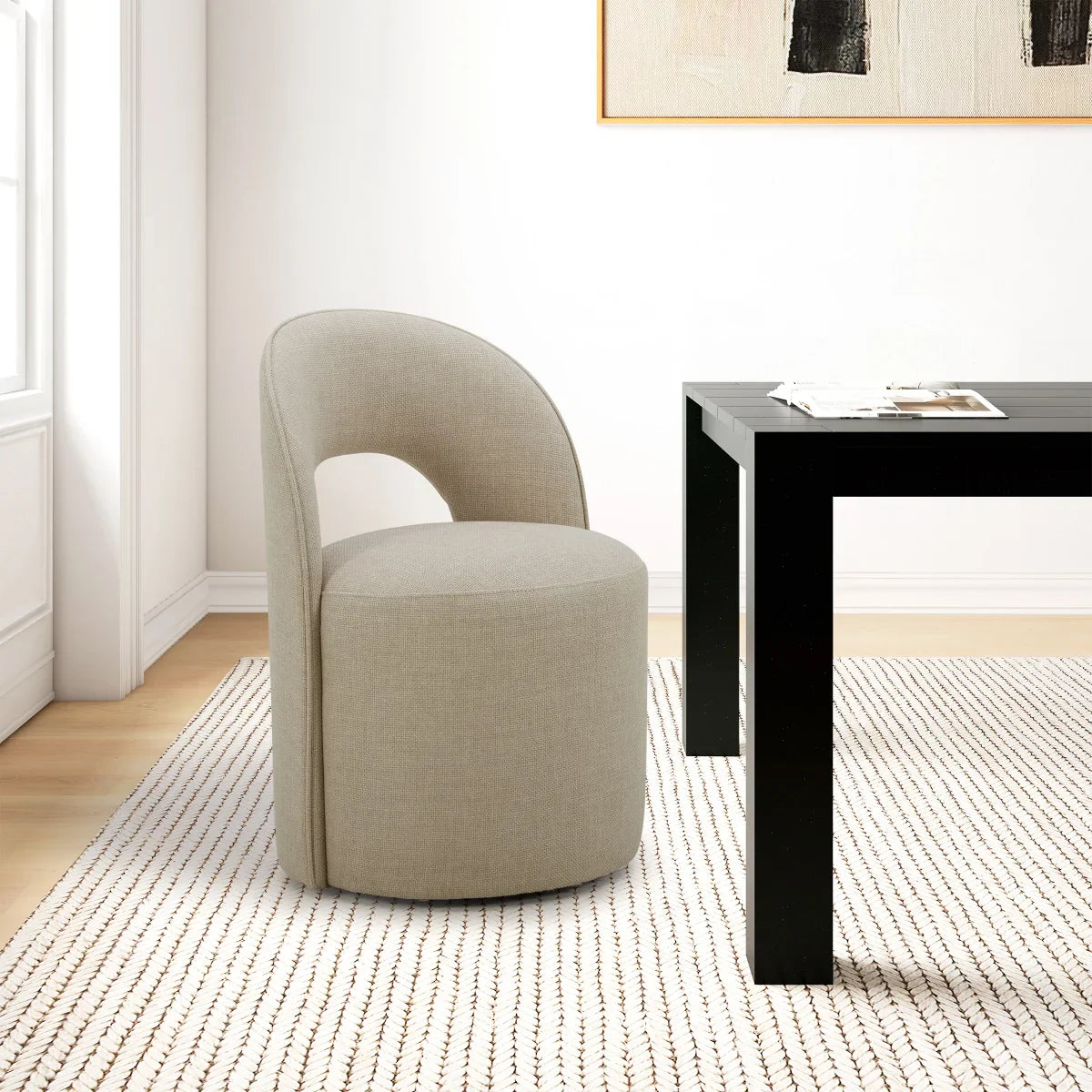 Aiden & Ivy Fabric Armless Dining Chair with Casters