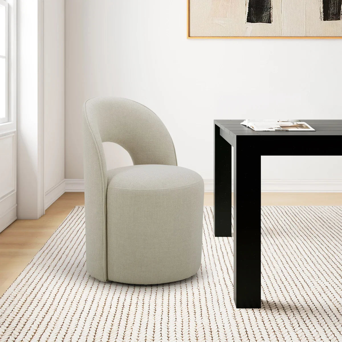 Aiden & Ivy Fabric Armless Dining Chair with Casters