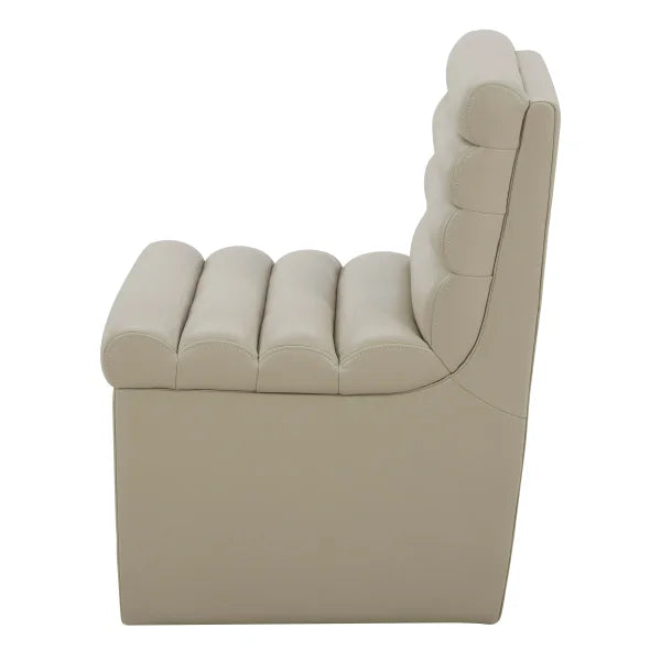 Aiden & Ivy Top-grain Leather Armless Dining Chair with Casters