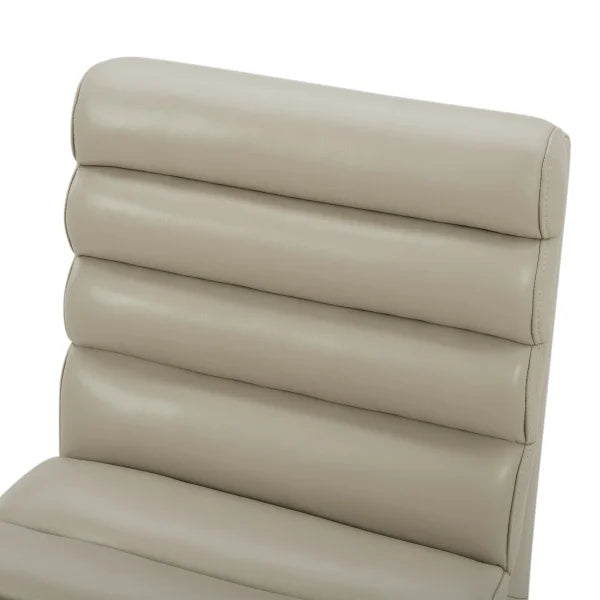 Aiden & Ivy Top-grain Leather Armless Dining Chair with Casters