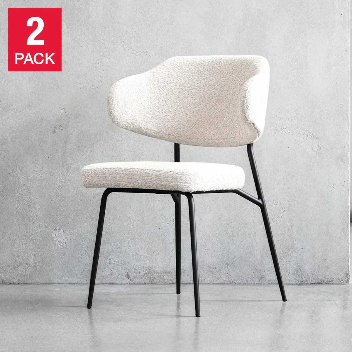 Mobital Clutch Fabric Dining Chair with Black Frame, 2-pack