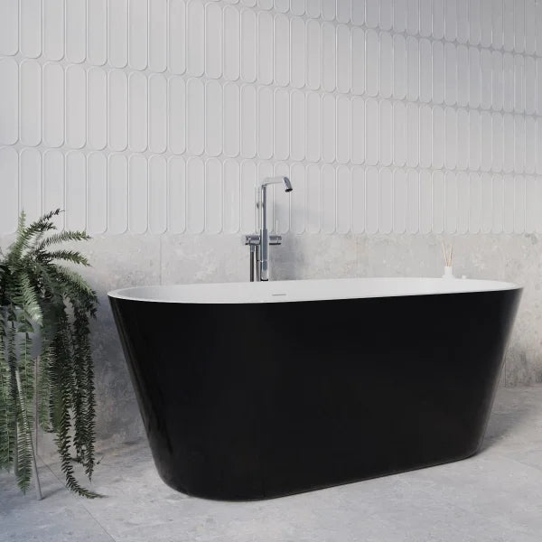 Streamline 59 in. Freestanding Bathtub with Expandable Bamboo Bathtub Caddy