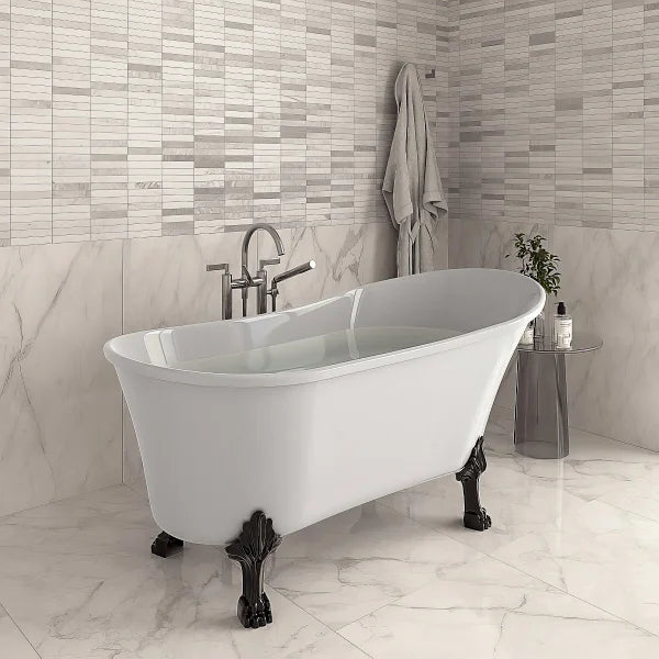 Streamline Clawfoot Bathtub with Bamboo Bathtub Caddy