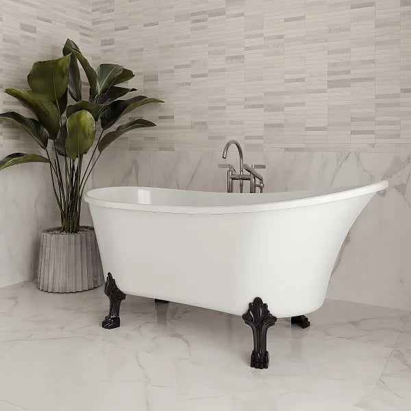 Streamline Clawfoot Bathtub with Bamboo Bathtub Caddy