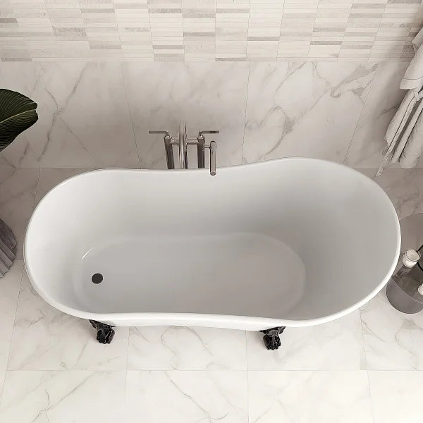 Streamline Clawfoot Bathtub with Bamboo Bathtub Caddy